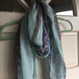 Mint and Purple Paisley Scarf